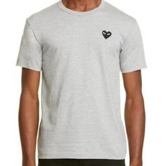 Nwt Comme Des Garons Play Grey Tee Cotton Crew Neck Shirt With Logo, Casual Gray Logo Tops, Casual Gray Tops With Logo, Comme Des Garcons Heart, Camo Heart, Comme Des Garcons Shirt, Comme Des Garcons Play, Black Streetwear, Grey Tee