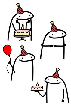 an image of birthday cake with candles on it and balloons in the air at different times