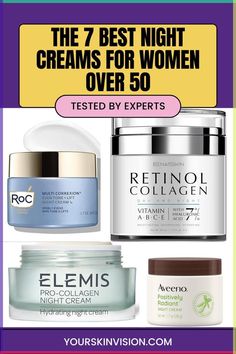 The 7 Best Night Creams for Women Over 50, Tested by Experts | We researched the best night creams for women over 50 based on factors like skin type, ingredients, anti-aging benefits, and more. We also spoke to dermatologists to get expert advice on what to look for in a night cream and how to maximize its effectiveness. Click to shop our top picks! #amazonfinds #skincareover50 #antiaging #nightcream Minimalist Skincare, Best Night Cream, Top Anti Aging Products, Elemis Pro Collagen, Best Skin Care Routine, Oil Free Moisturizers, Affordable Skin Care, Anti Aging Moisturizer, Diy Skincare