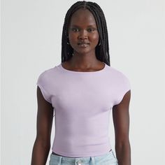 New With Tags Pacsun Basics Lavender Baby Tee Trendy Cropped Purple Tops, Trendy Purple Cropped Top, Fitted Lavender Short Sleeve Top, Purple Stretch Crop Top, Purple Stretch Tops For Summer, Fitted Basic Purple Top, Purple Cropped Tank Top For Spring, Cropped Purple Tank Top For Spring, Purple Stretch Top For Spring