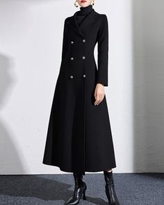 Long Coat Wool Coat Women Winter Coat Long Jacket Double - Etsy Long Coats For Women Classy, Oversized Outfit, Chic Coat, Long Winter Coats, Long Coat Women, Wool Coat Women, Long Wool Coat, Ruffles Fashion, Plus Size Coats