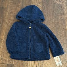 Nwt Toddler Sherpa Jacket Size 18m Hooded Outerwear With Fleece Lining For Playtime, Fleece-lined Outerwear For Playtime In Fall, Fleece-lined Outerwear For Fall Playtime, Fall Outerwear With Fleece Lining For Playtime, Blue Hooded Outerwear For Playtime, Casual Warm Outerwear For Playtime, Fleece Outerwear For Winter Playtime, Cozy Long Sleeve Outerwear For Playtime, Cozy Blue Outerwear With Fleece Lining