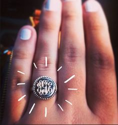 Monogrammed Sterling Silver Nala Ring from > Marleylilly.com < Silver Engraved Monogram Ring, Everyday Silver Monogram Jewelry, Silver Monogram Jewelry For Everyday, Sterling Silver Monogram Round Disc Jewelry, Everyday Monogram Sterling Silver Jewelry, Adjustable Monogram Engraved Sterling Silver Ring, Silver Monogram Ring Jewelry, Sterling Silver Monogram Rings, Adjustable Monogram White Gold Jewelry