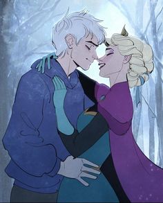 frozen princess and prince kissing in the snow