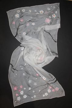 Hand painted blossom scarf For more visit my store https://www.etsy.com/shop/Abgaryan Dear visitors, please note The scarves are washable, as it has been drawn with special fabric paint. They never get discolored or change color, if you take care right way. Here is some information. Originally white silk has been dyed and painted to other colors, that`s it can be a little thick (hard). Care instruction * Place your silk scarf in warm water with a mild silk-friendly detergent. * Leave to soak (no Blossom Scarf, Hand Painted Scarves, Silk Scarf Painting, Hand Painted Silk Scarf, Non Toxic Paint, Christmas Messages, Hand Painted Silk, Tree Gift, Fabric Paint