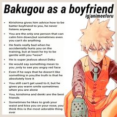 an image of a page from the anime book bakugo as a boyfriend with his hand on his knee