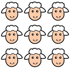 cartoon sheep faces with different facial expressions