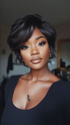 🍃 Haircuts For Black Women Short Haircuts for Black Women Black Women Short Haircuts, Short Haircuts For Black Women, Bob Weave, Silver Haired Beauties, Black Hairstyle, Lasting Curls, Haircuts For Black Women, Short Red Hair, Short Hair Hacks