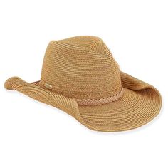 Metallic Braid Cowboy Hat with Suede Band  - Sun 'N' Sand Hats Safari Hat, Straw Cowboy Hat, Cowboy Hat, Metallic Thread, Mad Hatter, Color Stripes, Upf 50, Ultra Violet, Floppy Hat