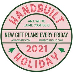 a pink and green holiday stamp with the words, handbuilt new gift plans every friday