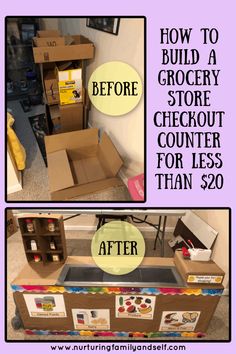 the before and after pictures of how to build a grocery store checkout counter for less than $ 20