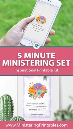 the 5 minute morning set includes an iphone, cactus and flowers