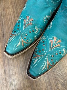 Circle G by Corral Women's Blue Embroidered & Studs Snip Toe Cowgirl B | Painted Cowgirl Western Store Western Style Embroidered Boots, Embroidered Snip Toe Boots For Rodeo, Western Turquoise Boots For Fall, Turquoise Western Boots For Ranch, Western Turquoise Boots For Rodeo, Fitted Turquoise Boots For Ranch, Turquoise Western Boots With Snip Toe, Western Embroidered Boots For Rodeo, Western Embroidered Boots For Festivals