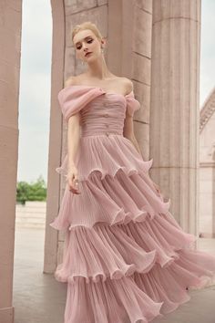 Rosabella Layered Off-Shoulder Tulle Floor Length Dress - MEAN BLVD Feather Gown, Hollywood Dress, Mean Blvd, Bts Inspired Outfits, Diamond Dress, Mid Calf Dresses, Floor Length Dress, Midi Dress Style, Luxurious Fabric