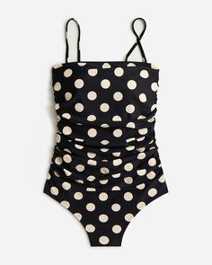 Shop  for the Ruched bandeau one-piece swimsuit in dot print for women. Find the best selection of women womens-categories-clothing-swimwear-long-torso available in-stores and on line. Polka Dot One-piece Swimwear For Pool, Polka Dot Tankini For Pool, Polka Dot One-piece Beachwear Swimwear, Polka Dot One-piece Beachwear, Polka Dot Sleeveless Beachwear Swimwear, Polka Dot One-piece Swimwear For Vacation, Polka Dot Tankini For Swimming Beachwear, Swimwear Long, Ideal Closet