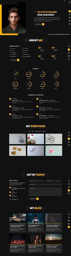 a black and yellow website design