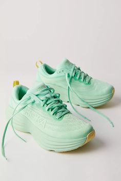 HOKA® Bondi 8 Sneakers | Free People Green Athleisure Running Shoes With Air Cushioning, Nylon Running Shoes With Air Max Cushioning For Jogging, Athleisure Nylon Trail Running Shoes With Air Cushioning, Green Mesh Running Shoes With Air Max Cushioning, Green Mesh Running Shoes With Air Cushioning, Sporty Nylon Running Shoes With Air Max Cushioning, Nylon Running Shoes With Air Cushioning For Errands, Sporty Training Sneakers With Gel Cushioning, Green Sporty Walking Shoes With Air Max Cushioning