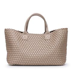 Nizza Faux Leather Woven Bags - 24 Colors. Lovely Luxe leather woven bags comes in hard to choose beautiful candy colors. Elegant, versatile everyday wardrobe basic tote. Goes with every styles you like. Bring to office, around cities or vacation and more. It can be easily one of your favorite bags. We've gotta have one or two. Comes with zipped pouch (15cm x 20cm) Dimension: Top 52cm-Bottom 38cm / Height 30cm / Depth 17cm Gender: WomenShape: Doctor, ShopperMain Material: PU, Faux LeatherDecorat Leather Shopper Bag, Woven Bags, Vegan Leather Tote Bag, Woven Handbags, Vegan Leather Tote, Travel Outfits, Woven Tote Bag, Leather Slippers, Leather Weaving