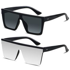 PRICES MAY VARY. Oversized square flat top shield sunglasses provide full coverage and protection for your eyes. Mirrored polycarbonate lenses offer 100% UV protection to block harmful UVA/UVB rays. Lightweight plastic frames with metal hinges for long-lasting durability and comfortable wearing. Ideal for driving, walking, traveling, beach, party and outdoor activities. Great gift idea. 30 days warranty. Contact us if any issues with the sunglasses. LYZOIT Fashion Oversized Sunglasses for Women Flat Top Sunglasses Women, Online Shopping Ideas, Summer Dress Style, American Flag Sunglasses, Branding Content, Flat Top Sunglasses, Big Sunglasses, Large Sunglasses, Sunglasses Women Fashion