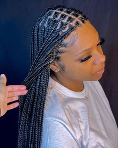 Small Knot Less Braids Hairstyles, Cornrows In Front Box Braids In Back, Medium Braids Hairstyles, Full Lace Braided Wig, All Skin Colors, Latest Hair Braids, Braided Hairstyles For Black Women Cornrows, Braids Wigs, Big Box Braids Hairstyles