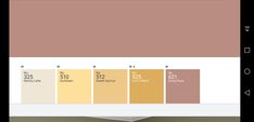 the interior paint color chart is displayed on an ipad screen, and it shows different shades