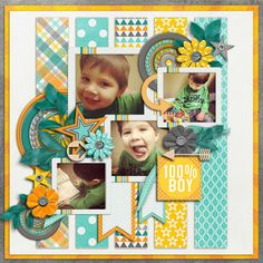 a scrapbook page with an image of a boy