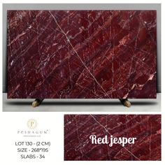 the red marble is shown with an inscription that reads,'red jesper '