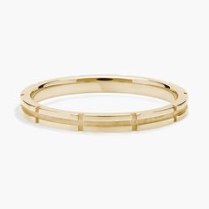 Add a delicate accent to your hand with this stackable band crafted from luxuriously gleaming 18k yellow gold. It flaunts an edgy contemporary geometric channel design. Printable Ring Sizer, Popular Rings, Stackable Bands, Wedding Ring Box, Stackable Ring, Blue Nile, Home Wedding, Perfect Ring, Stackable Rings