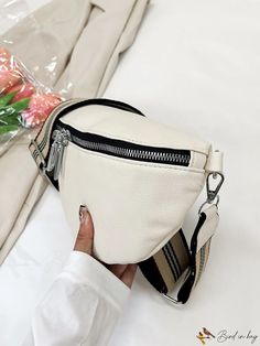 BirdinBag - Chic Womens Waist Bag: Stylish and Simplistic Design Trendy White Satchel With Zipper Pocket, Trendy White Belt Bag With Zipper Closure, Chic School Bag With Zipper Pocket, Chic School Bags With Zipper Pocket, Trendy Beige Belt Bag With Zipper Closure, Trendy Beige Belt Bag, Chic White Bag With Zipper Pocket, Versatile White Belt Bag With Zipper Closure, Simplistic Design