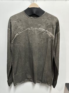 Black Object Dyed Long Sleeve T-shirt BOUL1 BO2 100% cotton jersey, object dyed Made in Italy Long Sleeve With Thumb Holes, Distressed Long Sleeve Shirt, Grunge Long Sleeve Shirt, Sorting Clothes, Leather Outerwear, Archive Fashion, Street Fashion Men Streetwear, Scarf Shirt, T Shirt Vest