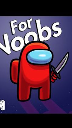 a cartoon character holding a knife in front of the words for noobs