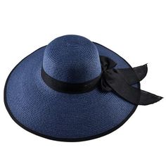 Flaunt your style and complete your look with the perfect headwear. Our variety of hats makes it easy to find one to match every outfit and occasion. Wide brim straw hat with bow knot will keep you looking fabulous and feeling protected from the sun. Our hats are a hit with drag queens. Material: Polyester, Straw Item Type: Sun Hat Head circumference: 22"-23" / 56cm-59cm // Cheap Blue Vacation Hats, Womens Beach Hat, Wide Brim Straw Hat, Hip Pads, Navy Hats, Natural Paper, Queen Love, Sun Cap, Sun Hats For Women