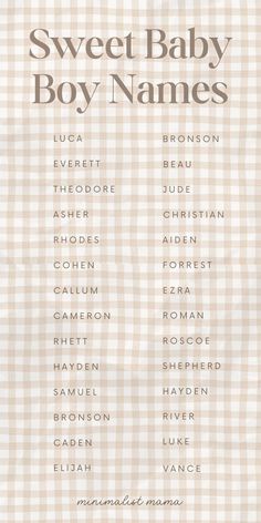 a baby name chart with the names of its babies