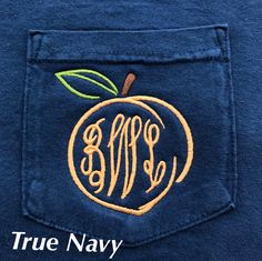 How 'bout them GEORGIA PEACHES?! Sweet southern monogram ~These are SHORT sleeve tees~ *ask about LONG sleeves THESE ARE UNISEX, please see size chart **THE POCKET IS SEWN SHUT** The 1st photo is MELON Please specify size & color when ordering. Please note that some colors may be on back order. ~in NOTES, please specify type of font for monogram! *Please state Monogram in order it will be made: *FIRST, LAST, MIDDLE* ALL EMBROIDERY IS DONE IN WHITE THREAD, unless you specify a different color Fall Short Sleeve T-shirt With Embroidered Logo, College Embroidered Logo T-shirt With Short Sleeves, Spring Custom Embroidery Short Sleeve T-shirt, Peach Relaxed Fit T-shirt With Letter Print, Pocket Monogram Shirts, Southern Monogram, Georgia Peaches, Embroidered Pocket, Monogram Shirt