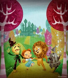 an image of children playing with animals in the park at halloween time, illustration by danielle schletter