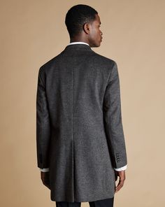 Wool Overcoat - Dark Grey | Men's Charles Tyrwhitt Over coat - Dark Grey Size 36R Wool Winter Outerwear With Lapel Collar, Classic Notch Lapel Outerwear With Double Button Closure, Business Casual Outerwear With Hidden Button Closure, Winter Semi-formal Sport Coat With Concealed Placket, Winter Tailored Sport Coat With Concealed Placket, Charles Tyrwhitt Shirt, Over Coat, Wool Overcoat, Charles Tyrwhitt