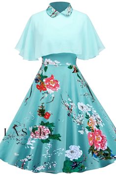 Lasaky - Exquisite Halter Neck Two-Piece Chiffon Dress Set with a Touch of Vintage Charm Green Printed Chiffon Dress, Chiffon Cape, Dress With Shawl, Black Slip Dress, Camisole Dress, Elegant Dresses For Women, Elegant Party, Dress Set, Two Piece Dress