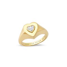 Handcrafted in 18-karat gold, our Heart Signet Ring with Heart-Cut Diamond features a 0.25 carat diamond at its center. A statement ring with added feminine appeal, we love this bold style worn as a pinky ring alongside other stacking rings from the collection. Ring Size: 6.5 Carat Weight: 0.25cts Heart measures 9.25mm x 10.10mm Custom sizes available upon request. Please email shop@jennifermeyer.com Made with love in Los Angeles Complimentary gift wrapping provided Heart Ring Diamond, Modern Heart Ring For Anniversary, Heart Shaped Diamond Ring With Single Diamond, Formal Heart-shaped Diamond Ring With Single Diamond, Diamond Heart Ring With Single Diamond, Luxury Heart Cut Ring With Polished Finish, Luxury Heart Cut Single Diamond Ring, Luxury Single Diamond Heart Cut Ring, Heart-shaped Formal Rings With Single Cut Diamonds