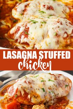 lasagna stuffed chicken is an easy dinner recipe