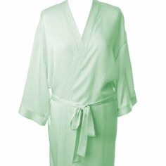 This beautiful mint silk bathrobe/ dressing gown is perfect for you and your bridesmaids/ bridesmen to wear whilst getting ready for your special day. Or it can be given as a special gift for a Birthday, Mother's Day or any other special occasion.  It is made in three sizes,  UK 8-16, UK 20-24 and UK 26-30. The plus size gowns can take 2-3 weeks for delivery.     It can also be made in smaller children's sizes to fit your flower girls too - please message us for details. It can be personalized w Elegant Long Sleeve Green Sleepwear, Elegant Green Long Sleeve Sleepwear, Green Long Sleeve Wedding Robe, Elegant Green Silk Robe, Elegant Green Sleepwear, Elegant Green Satin Sleepwear, Green Sleep Robe, Green Summer Sleepwear For Wedding Night, Green Summer Wedding Night Sleepwear