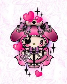 My melody personaje con vestido lolita rosa y cadenas Sanrio Halloween Tattoo, My Melody Halloween, My Melody Tattoo, Tattoo Catalog, Hello Kitty Tattoos, Melody Hello Kitty, Hello Kitty Characters, Kitty Drawing, Hello Kitty Halloween