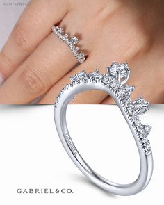 a woman's hand with an engagement ring on it and the words gabril & co