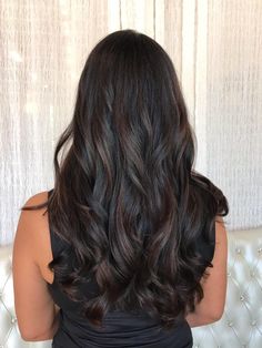 Dark Brown Lowlights Brunettes Subtle Highlights, Dark Hair Without Highlights, Black Hair Highlights And Lowlights, Subtle Hair Colour For Black Hair, Subtle Dark Hair Highlights, Black Hair With Brunette Balayage, Dark Hair With Soft Highlights, Dark Partial Highlights, Caremark Highlights