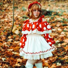 (Pre-Order) Mushroom Dress by Mochipan Mushroom Cottagecore Outfit, Fairy Clothing Aesthetic, Mushroom Elf Costume, Mushroom Costume Ideas, Mushroom Witch Costume, Mushroom Fairy Costume, Mushroom Fashion, Mushroom Clothes, Renfaire Costume