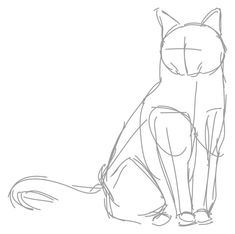 a drawing of a cat sitting down