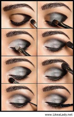 Makeup with grey Teknik Makeup, Make Up Diy, Mekap Mata, Makeup Tip, Smokey Eye Tutorial, Smokey Eye Makeup Tutorial, Smink Inspiration, Makijaż Smokey Eye, Makeup Guide