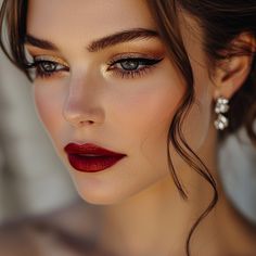 Bridal makeup, luxurious bridal look, dramatic bridal makeup, Russian bride makeup, elegant bridal beauty, full coverage foundation, smoky eyes, bold lips, luxury wedding makeup, glamorous bride.  #BridalMakeup #LuxuryBridalLook #RussianBride #DramaticMakeup #WeddingBeauty #SmokyEyes #BoldLips #LuxuryWedding #GlamorousBride #DolceAndGabbana Wedding Makeup Bold Lip The Bride, Bridal Dramatic Makeup, Makeup Cocktail Party, Winter Wedding Makeup Looks, Bridal Makeup Winter, Wedding Dramatic Makeup, Funky Bridal Makeup, December Wedding Makeup, 1920s Wedding Makeup