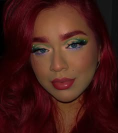 Aerial Makeup Disney, Arial Makeup Looks, Ariel Makeup Halloween, Disney World Makeup, Sebastian Makeup Little Mermaid