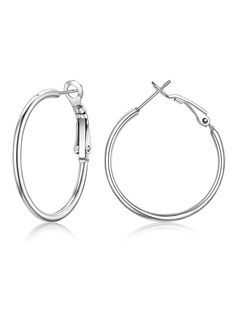 PRICES MAY VARY. Hypoallergenic Material: These huggie hoop earrings are made of high quality 316L stainless steel. Nickel-free and lead-free, resist rust and resist corrode, ensure to use for a long time. Size: Gauge - 20G(0.8mm); Outer Diameter - 30mm. Tube Diameter: 2mm. Weight: 3.7g. Small circle hoops. Lightweight and comfort-fit. Feature: All of our hoop earrings are made of the highest quality, and the buckle is very firm and can be well fixed, also not easy to fall.Thin hoop earrings are White Hoop Earrings, Black Hoops Earrings, Medium Hoop Earrings, Packing Jewelry, Small Circle, Birthday List, Stylish Gifts, Jewelry Earrings Hoops, Stainless Steel Jewelry