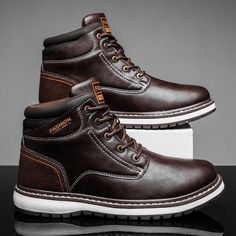 Color: Black,Brown Closure Type: Lace-up Feature: Slip Resistant Size: US 10.5,US 8,US 9,US 10,US 7.5,US 8.5,US 6.5 Upper Material: PU Outsole Material: Rubber Long Shoes For Men, Long Shoes, Leather Jacket Style, Warm Boots, Shoe Boot Sandals, Sneaker Heels, Shoes For Men, Cow Leather, Boots Men